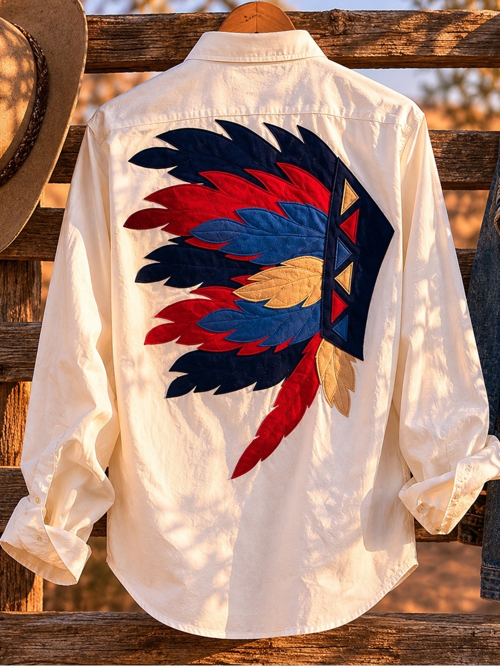 Pat Brandt Custom Western Appliqué Art Shirt | Oversized Americana Rodeo | Rare